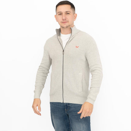 Crew Clothing Mens Cardigan Zip Up Grey - Quality Brands Outlet