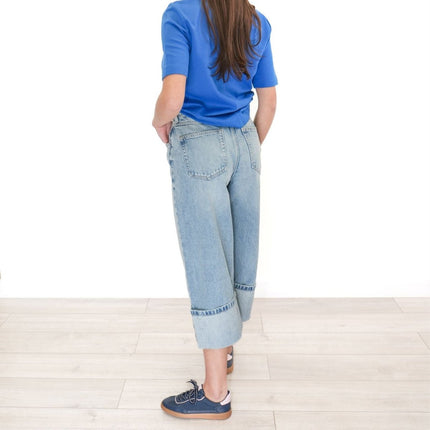 Next Crop Turn Up Jeans Wide Leg Light Blue Denim-Quality Brands Outlet-