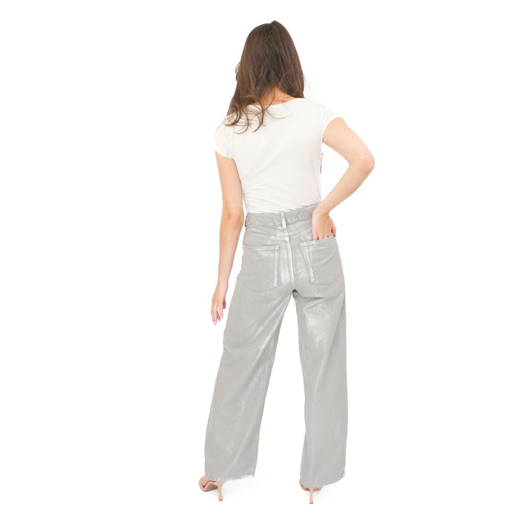 M&S Silver Metallic Wide Leg Jeans
