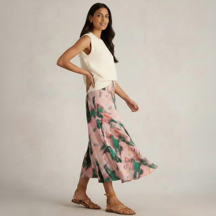 White Stuff Purple Floral Longer Length Midi Skirt-Quality Brands Outlet-