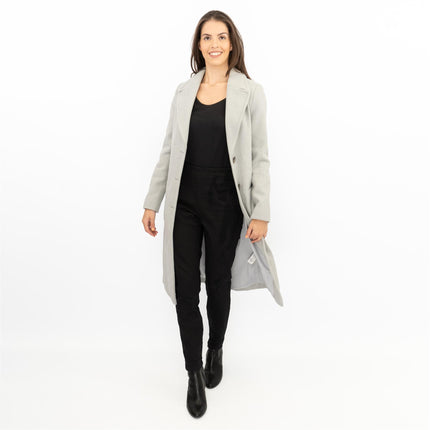 M&S Grey Herringbone Belted Tailored Coat-Quality Brands Outlet-
