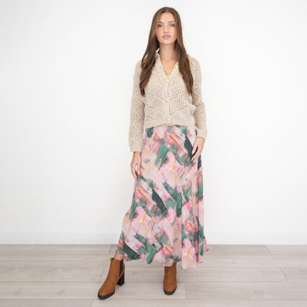 White Stuff Purple Floral Longer Length Midi Skirt-Quality Brands Outlet-