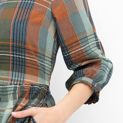 Seasalt Fair Green Check Midi Dress-Quality Brands Outlet-