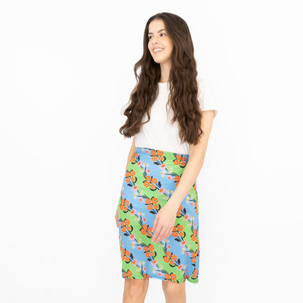 Karen Millen Blue Floral Print A-Line Casual Summer Skirts-Quality Brands Outlet-