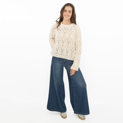 M&S Ivory Jumper Crew Neck Open Knit-Quality Brands Outlet-