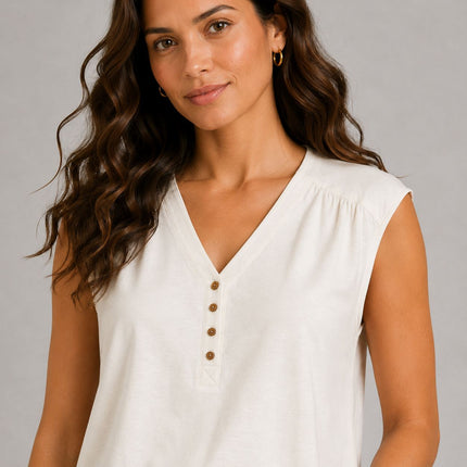 White Stuff Nina Linen Top Ivory White - Quality Brands Outlet