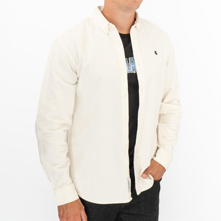 Premium Brand Shirt Ivory Fine Cord Long Sleeve-Quality Brands Outlet-