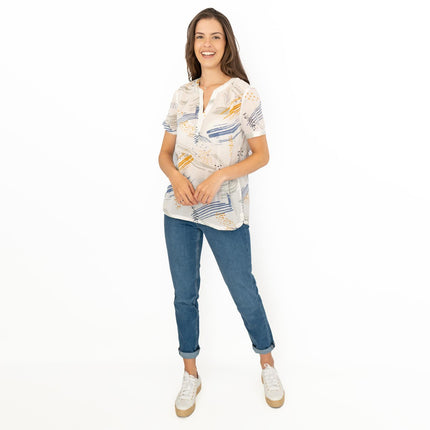 Seasalt Dancing Light White Print Short Sleeve Lightweight Summer Tops-Quality Brands Outlet-