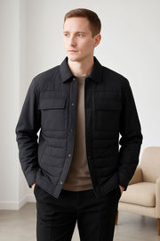 M&S Mens Autograph Black Quilted Jacket - Quality Brands Outlet