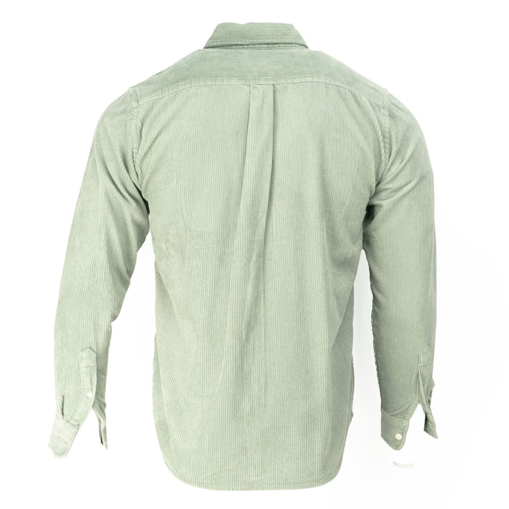 CARHARTT WIP Madison Light Green Button-Down Collar Logo-Embroidered Cotton-Corduroy Shirt