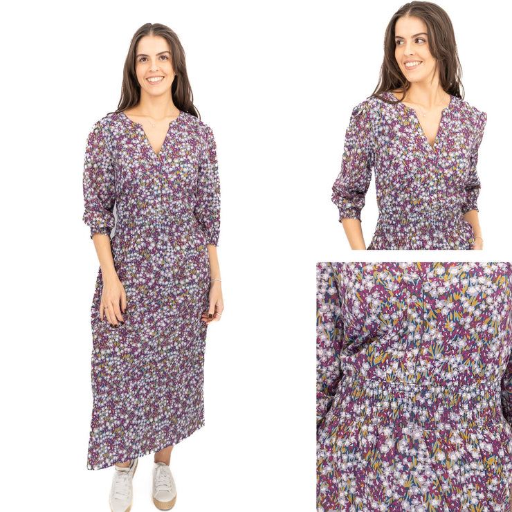 Seasalt Purple Fawn Dress Waisted Midi Organic Cotton - Quality Brands Outlet