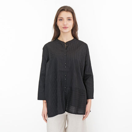 East Clothing Shirt Relaxed Fit Black Cotton Blouse - Quality Brands Outlet