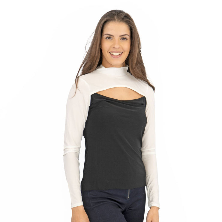 Karen Millen Peep Hole Black & White Long Sleeve Jersey Tops