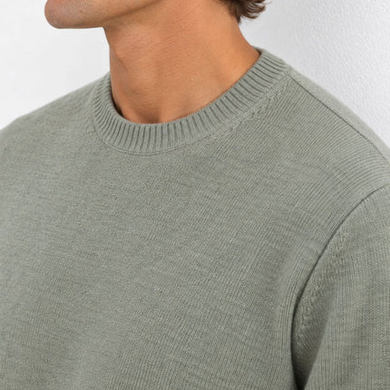 Mens Jumpers Ultimate Lambswool Crew Neck Jumper - Pale Green-Quality Brands Outlet-