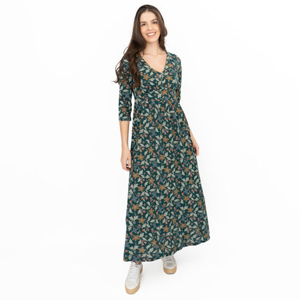 Seasalt Maggie Maxi Dress Green Stitched Clematis Lotch-Quality Brands Outlet-