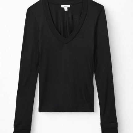 Brady V - Neck Tops Black Long Sleeve - Quality Brands Outlet