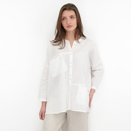 East Clothing Shirt Relaxed Fit White Cotton Blouse - Quality Brands Outlet