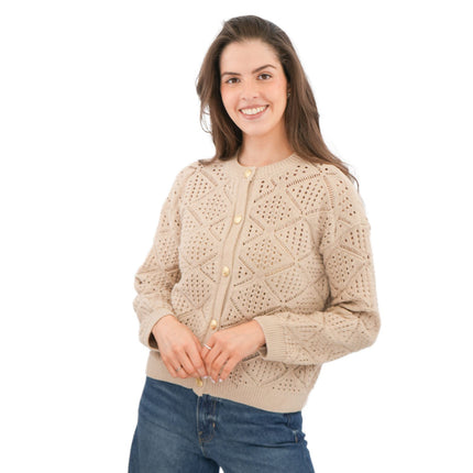 M&S Pointelle Knitted Cappuccino Cardigan - Quality Brands Outlet