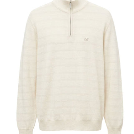 Crew Clothing Mens Jumper Half Zip Cashmere Blend Cream - Quality Brands Outlet