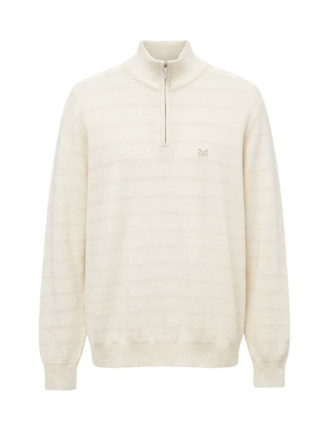 Crew Clothing Mens Jumper Half Zip Cashmere Blend Cream-Quality Brands Outlet-
