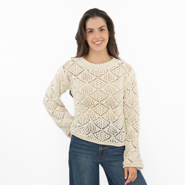 M&S Cotton Blend Diamond Stitch Jumper-Quality Brands Outlet-