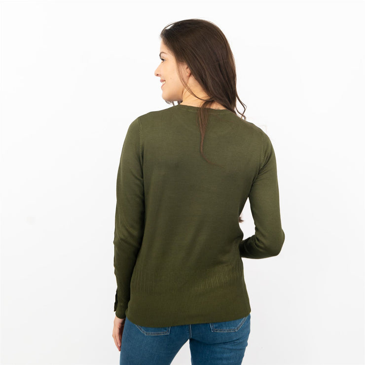 Dorothy Perkins Olive Green Long Sleeve Lightweight Jumpers Crew Neck Tops