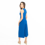 Karen Millen Blue Belted Jersey Crop Wide Leg Sleeveless Jumpsuits