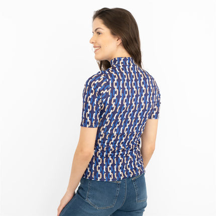 Karen Millen Purple Geo Print Short Sleeve Tops-Quality Brands Outlet-