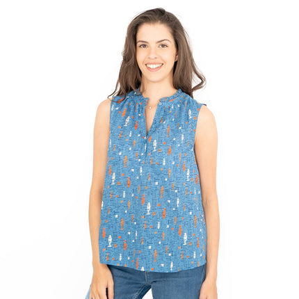 Seasalt Blue Fish Flower Fields Summer Vest Sleeveless Tops-Quality Brands Outlet-