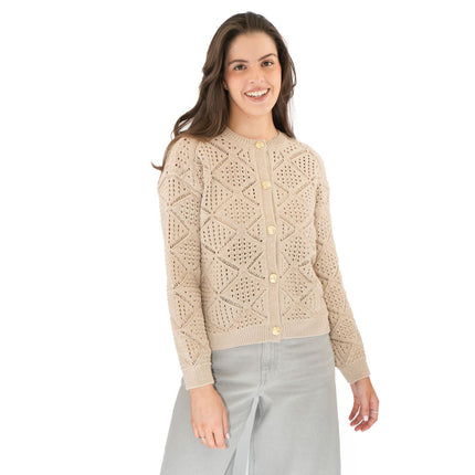 M&S Pointelle Knitted Cappuccino Cardigan - Quality Brands Outlet