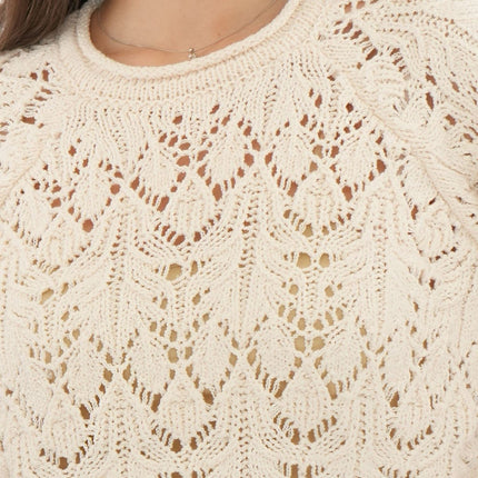 M&S Ivory Jumper Crew Neck Open Knit-Quality Brands Outlet-