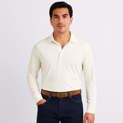 Porofino Polo Shirt White Long Sleeve Tops-Quality Brands Outlet-