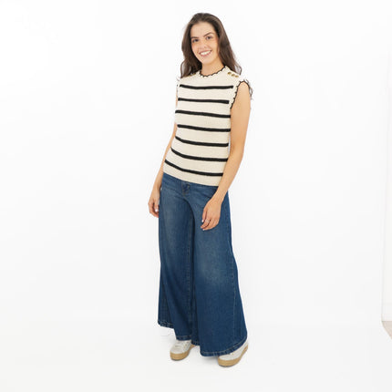 M&S Scalloped Crew Neck Button Detail Vest Tank Top - Quality Brands Outlet