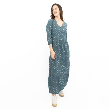 Seasalt Blue Feather Slate Polka Dot Midi Dress-Quality Brands Outlet-