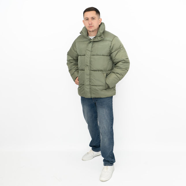Water Repellent Puffer Jacket Olive Green Winter Coat