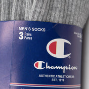 Champion Men's 3-Pack Grey Long Rib Socks Size 6-12