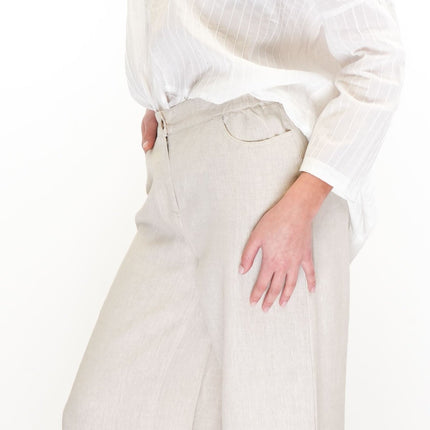 East Clothing Linen Trouser Stone Wide Leg Palazzo Trouser Summer Relaxed - Quality Brands Outlet