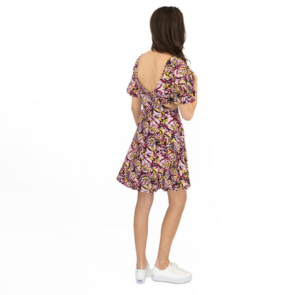 Karen Millen Floral Cut Out Jersey Mini Pink Short Sleeve Dresses
