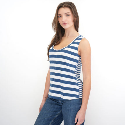White Stuff Ava Stripe Organic Cotton Vest Top Navy