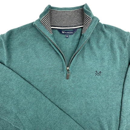 Crew Clothing Half Zip Knitted Jumper Long Sleeve Emerald Green