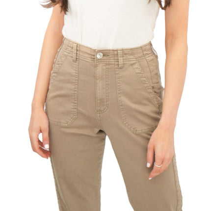 M&S Cotton Blend Slim Fit Trousers Stretch Elasticated Cuff Mocha - Quality Brands Outlet