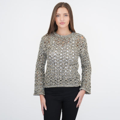 M&S Gold Black Crochet Jumper - Quality Brands Outlet