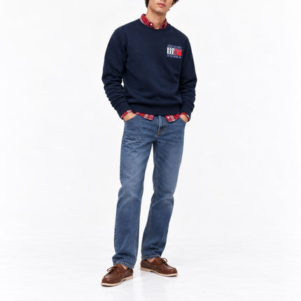 Mens Sweatshirts Classic Logo Print Long Sleeve Tops - Dark Navy-Quality Brands Outlet-