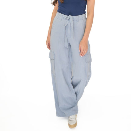 M&S Lyocell Cargo Trousers Blue-Quality Brands Outlet-