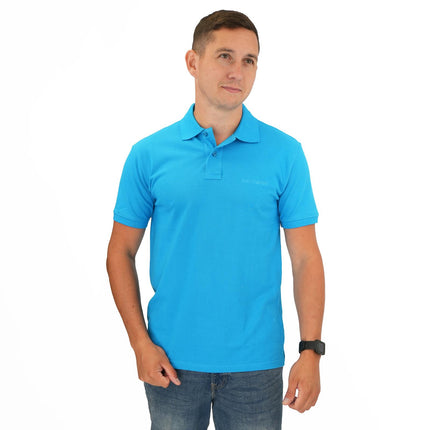 Mens Summer Tops Short Sleeve Blue Pique Polo Shirts Premium Brand-Quality Brands Outlet-