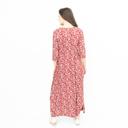 Seasalt Maggie Maxi Dress Berry Gathering Red-Quality Brands Outlet-