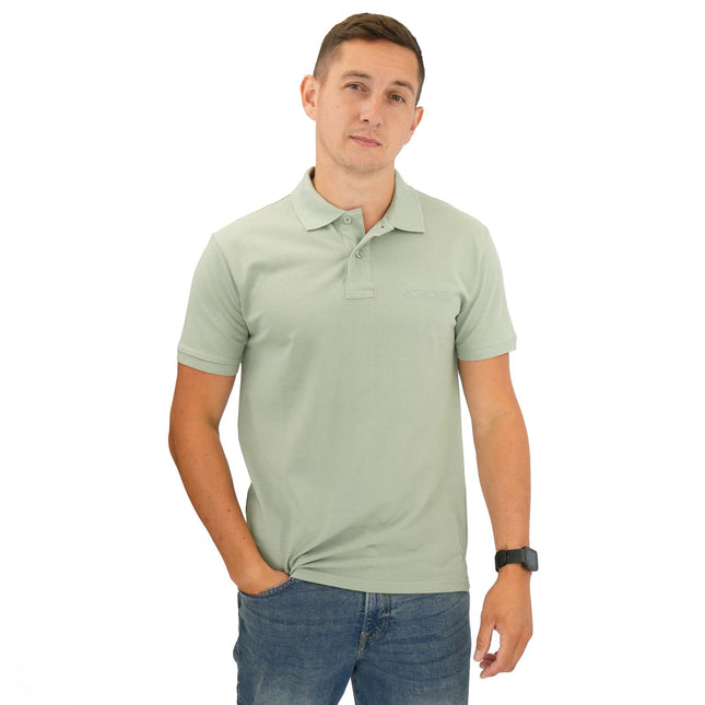 Script Logo Sage Green Pique Polo Shirts Short Sleeve Tops