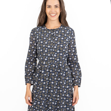Seasalt Navy Leaves Charbon Midi Dress-Quality Brands Outlet-