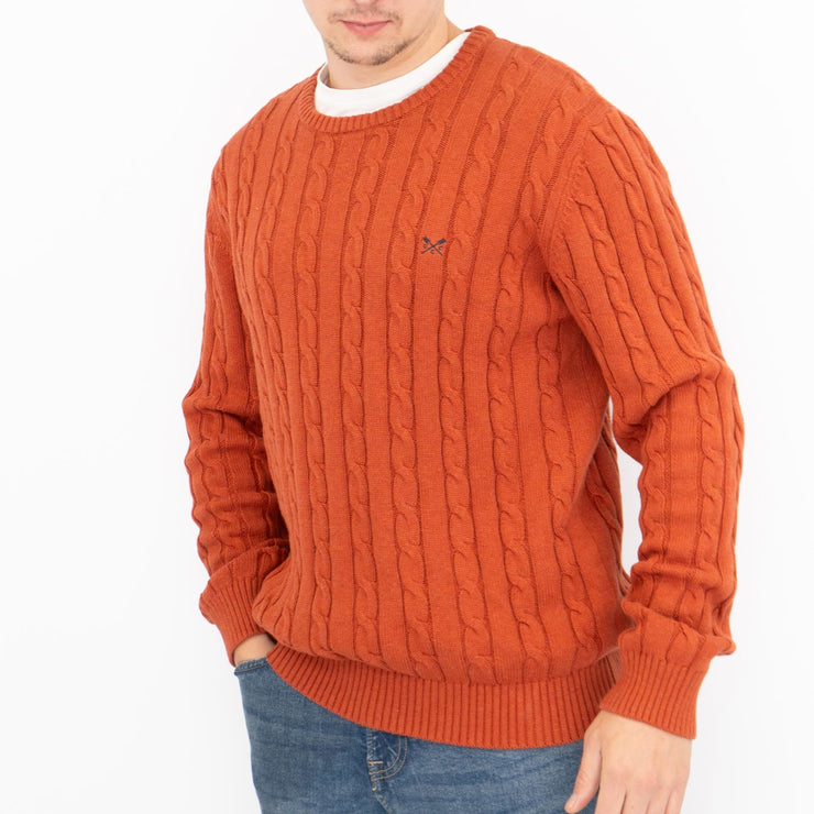 Crew Clothing Mens Oarsmen Midweight Cable Knit Jumper - Quality Brands Outlet