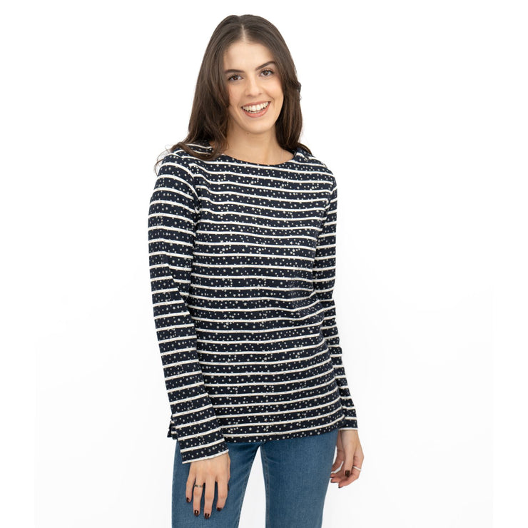 Crew Clothing Womens Navy Top Ultimate Breton Stripe Stars - Quality Brands Outlet